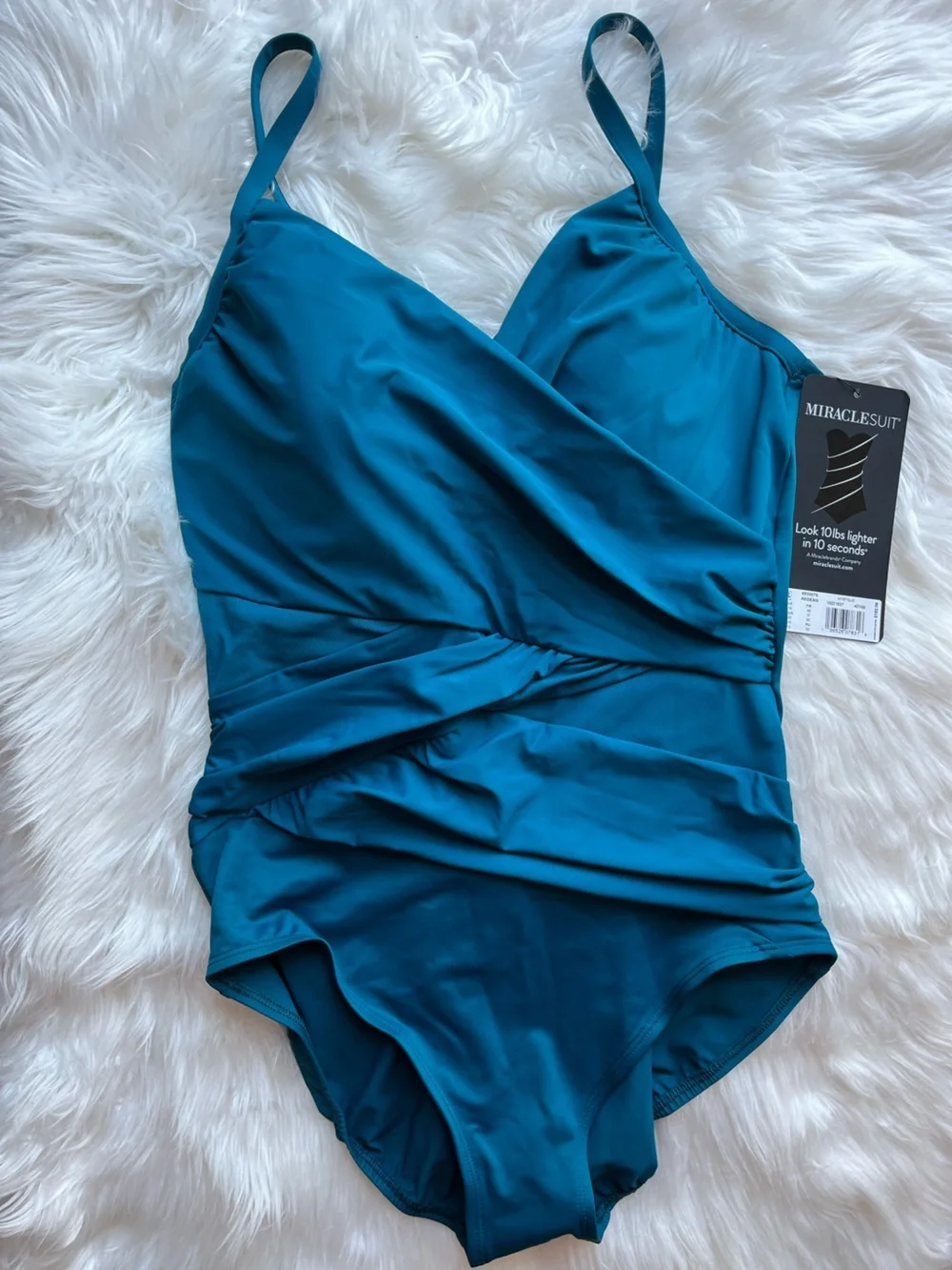 🆕 Miraclesuit Mystique Swimsuit One Piece  Mesh Slimming Teal Blue Size 16